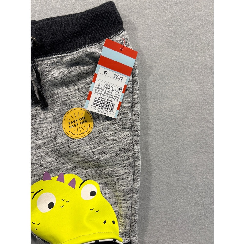 Cat & Jack Toddler Boys Gray Monster Knee Jogger Pants Space Dye 2T NWT - Picture 3 of 6